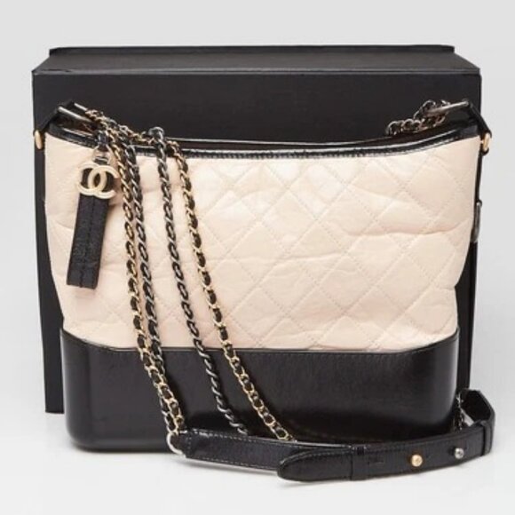 Chanel Beige/Black Quilted Leather Medium Gabrielle Hobo Bag - Picture 11 of 11